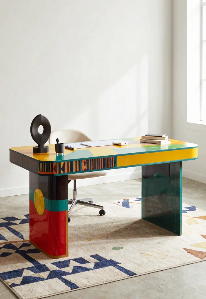 28 Modern Unique Office Table Design Ideas that Stand Out - 9. Artistic Statement Pieces 1
