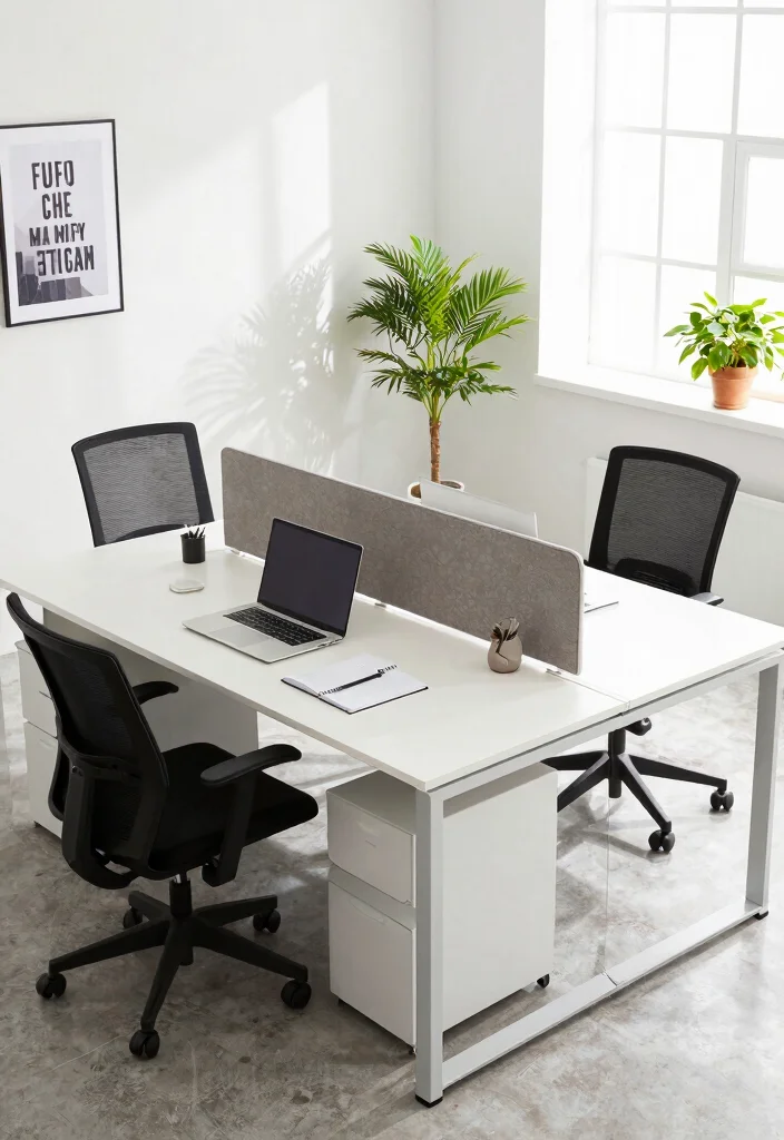 28 Office Staff Table Design Ideas Modern and Functional - 10. Dual Workstation Desk 1