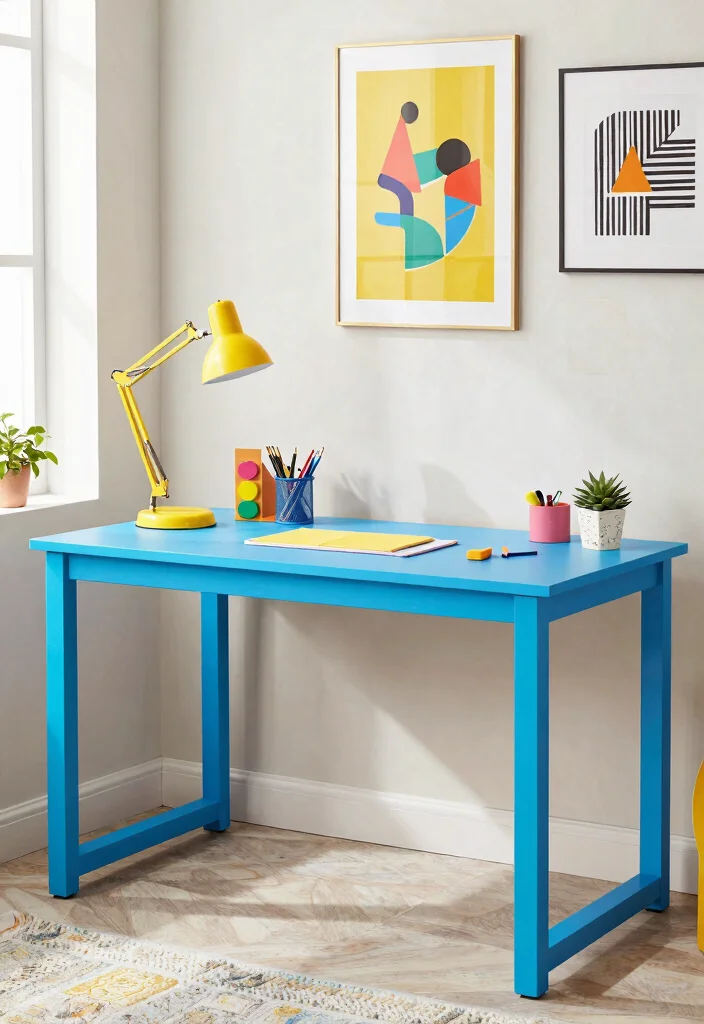 28 Office Staff Table Design Ideas Modern and Functional - 12. Colorful Pop Desks 1