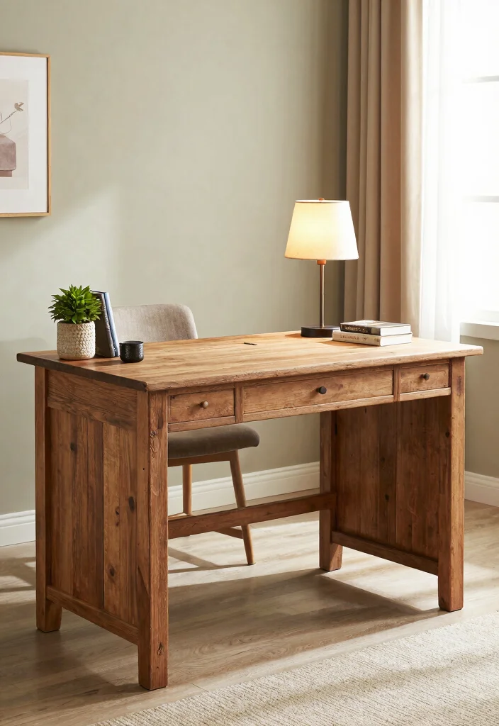 28 Office Staff Table Design Ideas Modern and Functional - 16. Vintage Farmhouse Desk 1