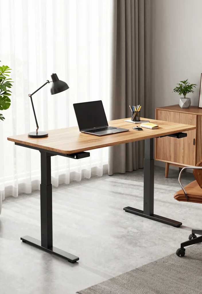 28 Office Staff Table Design Ideas Modern and Functional - 2. Adjustable Standing Desk 1