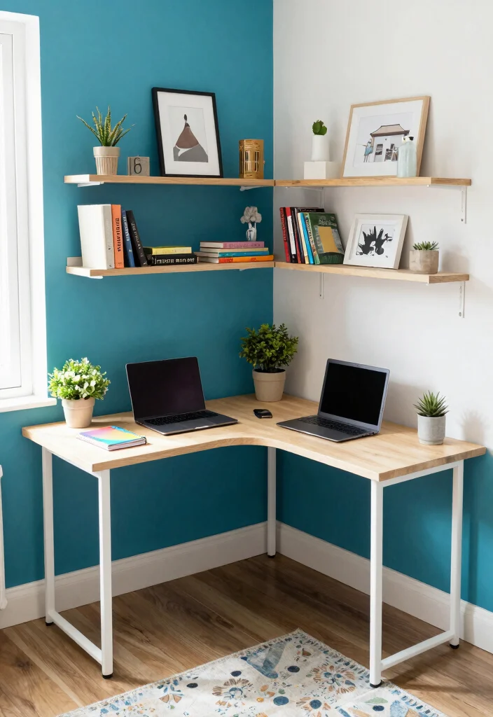 28 Office Staff Table Design Ideas Modern and Functional - 4. Creative Corner Workspace 1
