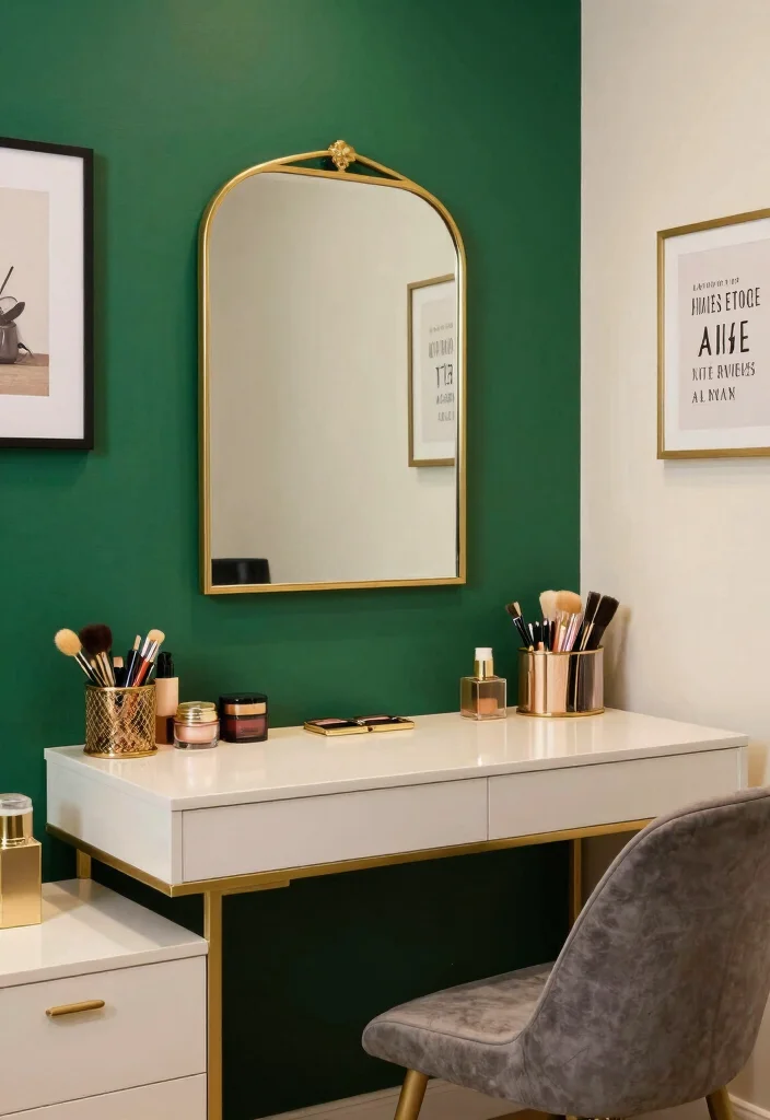 28 Office and Makeup Room Combo Ideas Dual Purpose Glam - 2. Bold Accent Walls with Dual Functionality 1