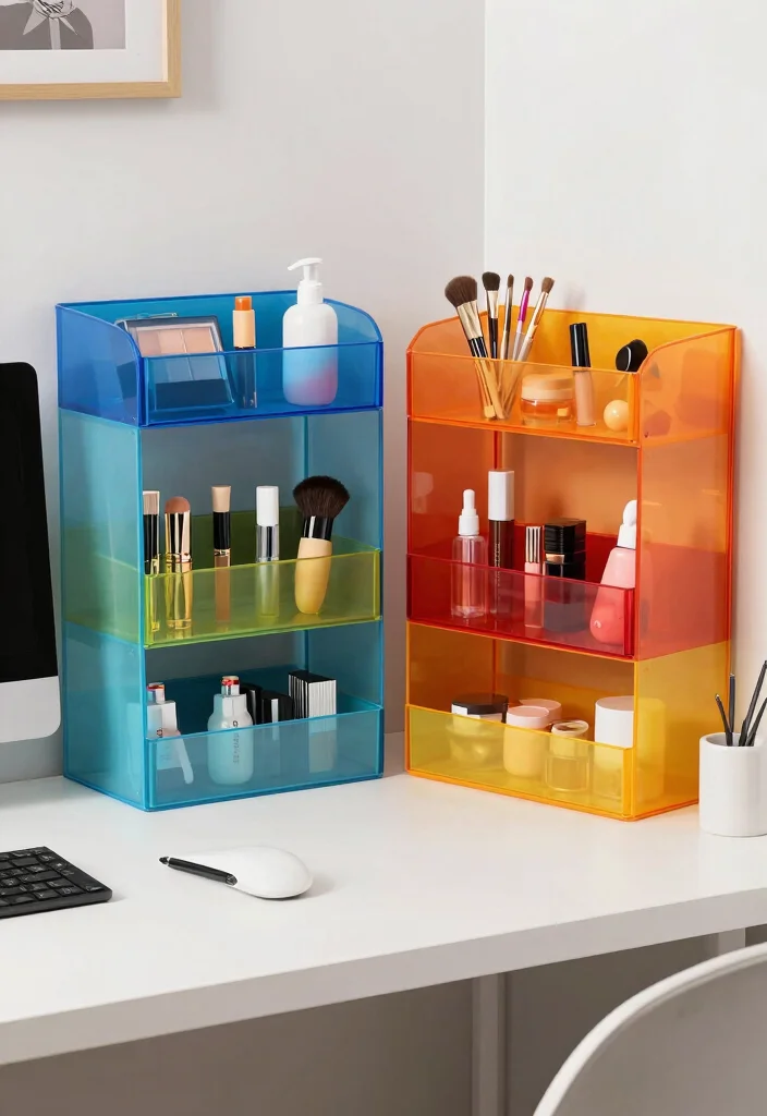 28 Office and Makeup Room Combo Ideas Dual Purpose Glam - 20. Functional Color Coding for Organization 1
