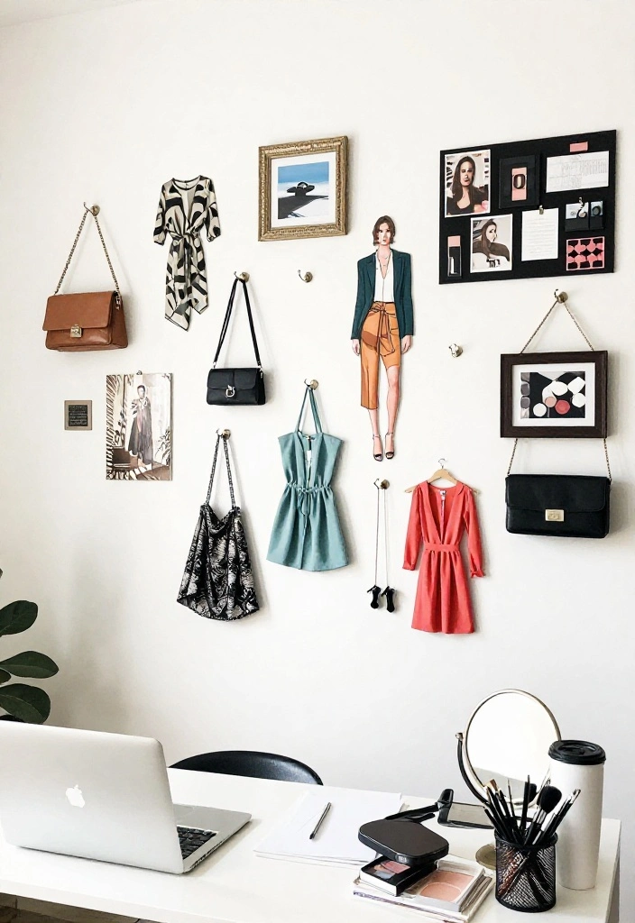 28 Office and Makeup Room Combo Ideas Dual Purpose Glam - 21. Curate a Fashion Wall for Inspiration 1