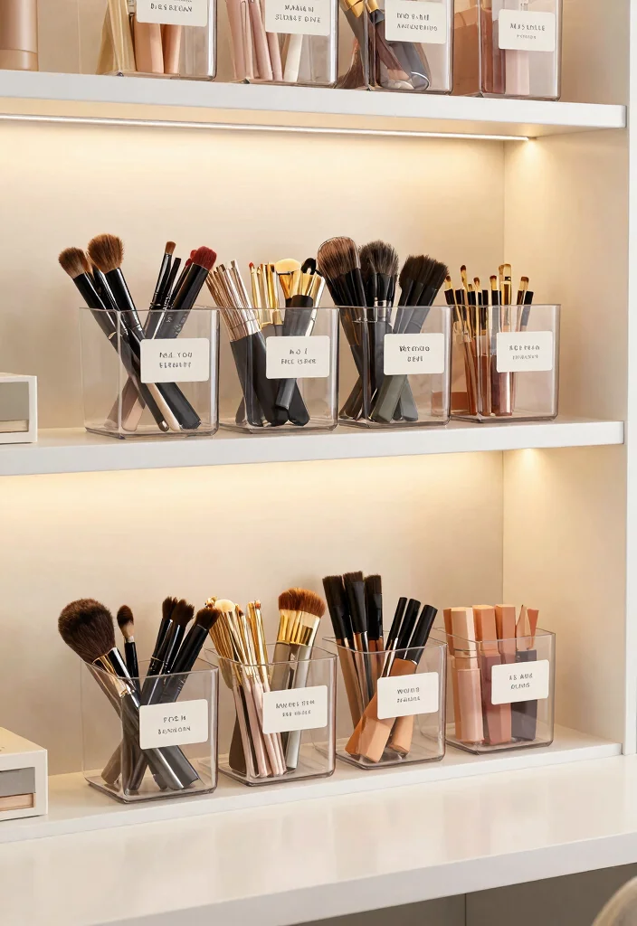28 Office and Makeup Room Combo Ideas Dual Purpose Glam - 27. Stylish Organization with Clear Containers 1
