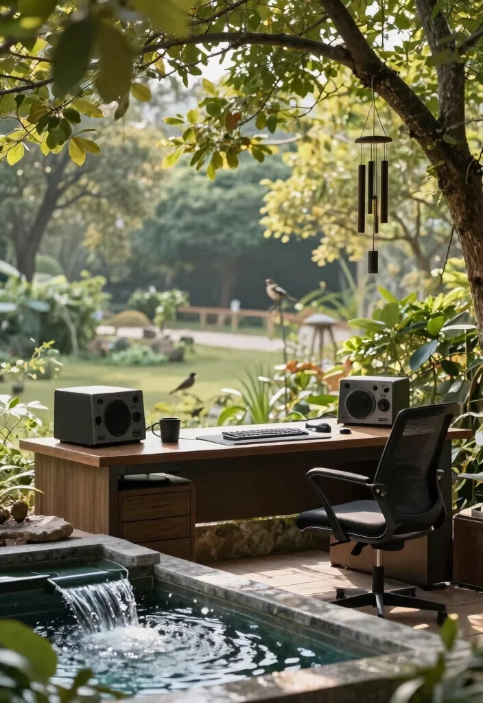28 Outdoor and Sunroom Home Office Ideas for a Bright Workspace - 14. Soundscapes for Focus 1