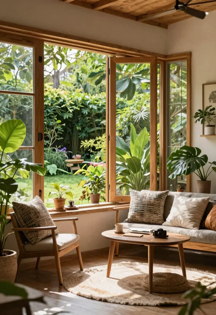28 Outdoor and Sunroom Home Office Ideas for a Bright Workspace - 23. Blending Indoor and Outdoor Styles 1