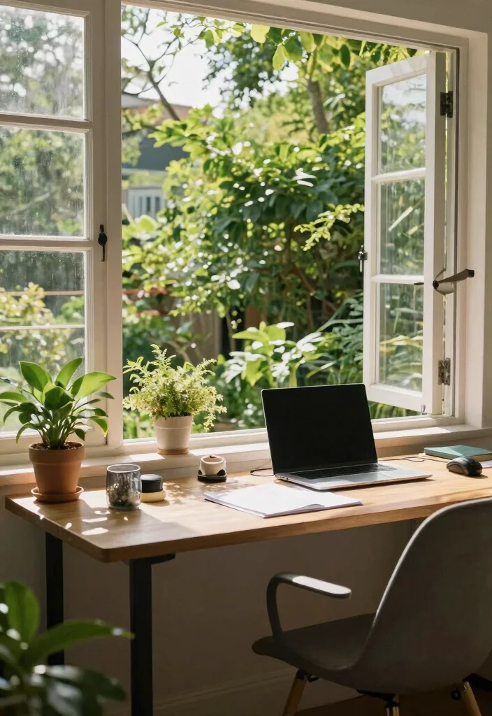 28 Outdoor and Sunroom Home Office Ideas for a Bright Workspace - 26. Fresh Air and Open Windows 1