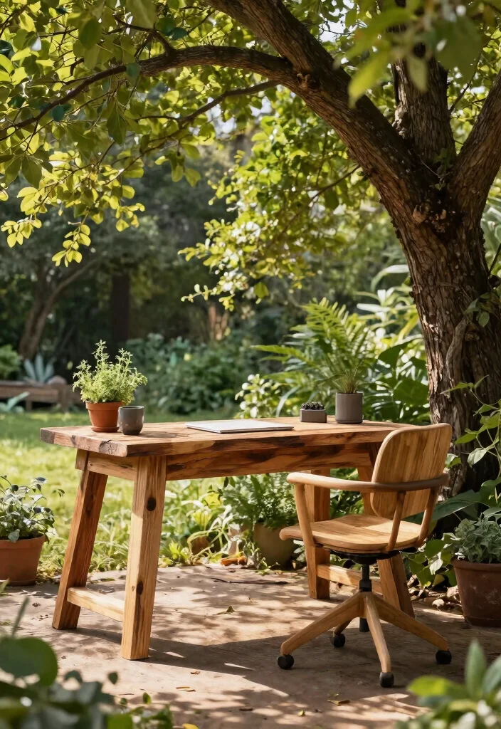 28 Outdoor and Sunroom Home Office Ideas for a Bright Workspace - 3. Sustainable Furniture Choices 1