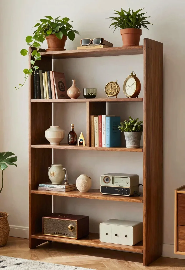 28 Retro Home Office Ideas Vintage Style and Modern Function - 11. Mid-Century Modern Bookshelves 1