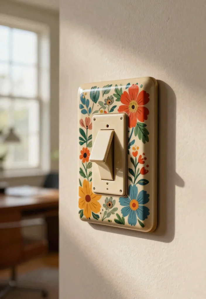 28 Retro Home Office Ideas Vintage Style and Modern Function - 14. Retro Light Switch Plates 1