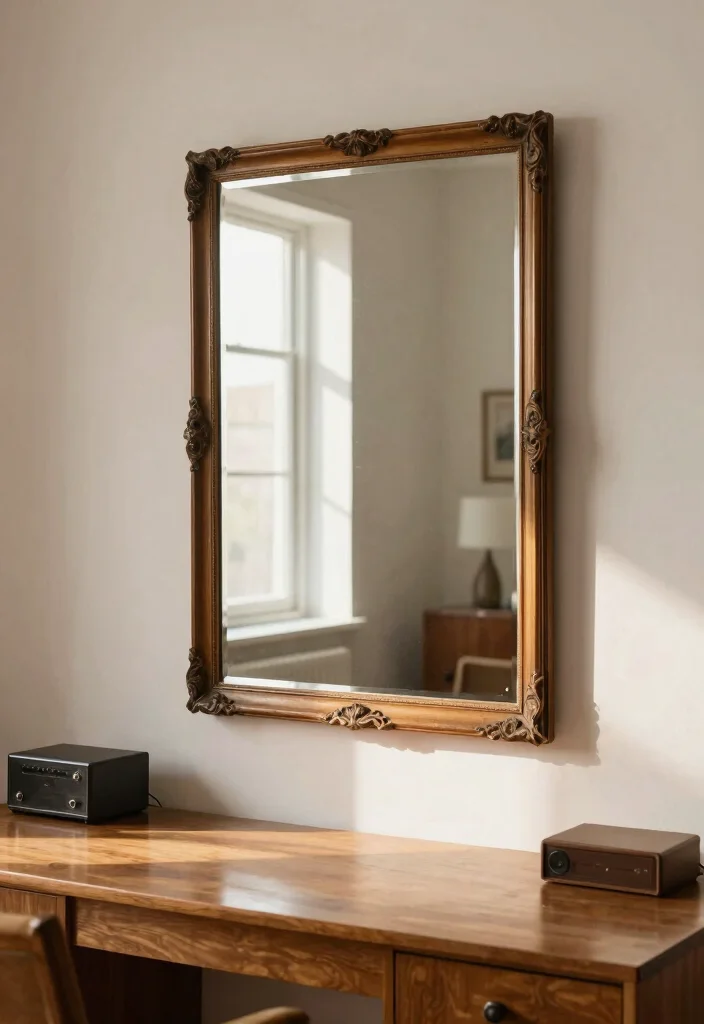 28 Retro Home Office Ideas Vintage Style and Modern Function - 16. Vintage Mirrors 1