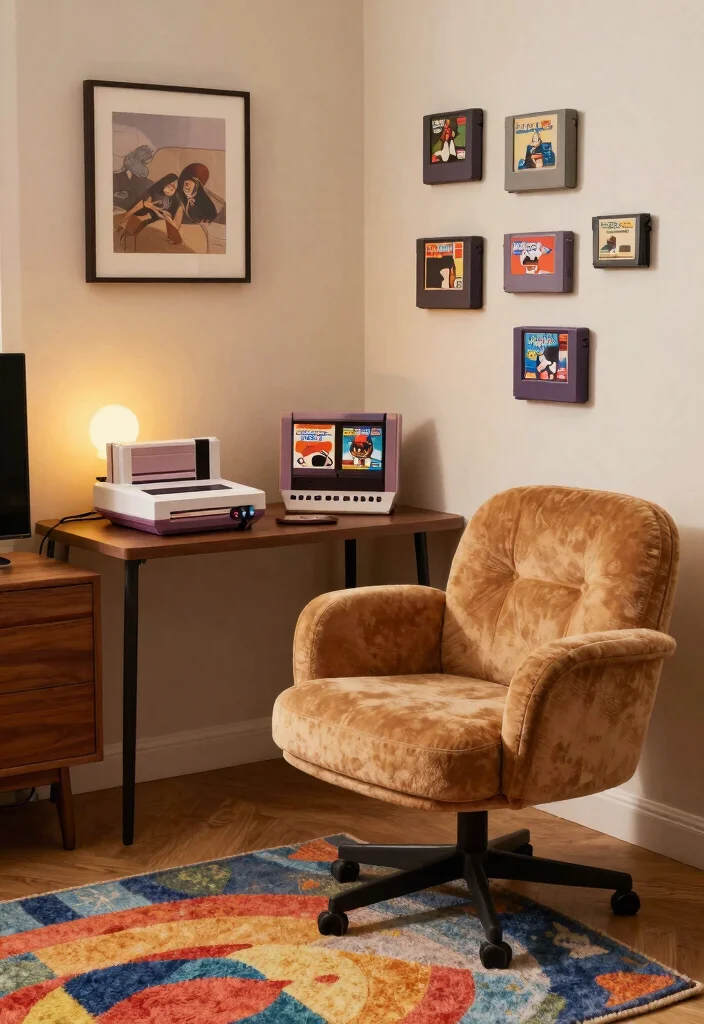 28 Retro Home Office Ideas Vintage Style and Modern Function - 26. Retro Gaming Corner 1