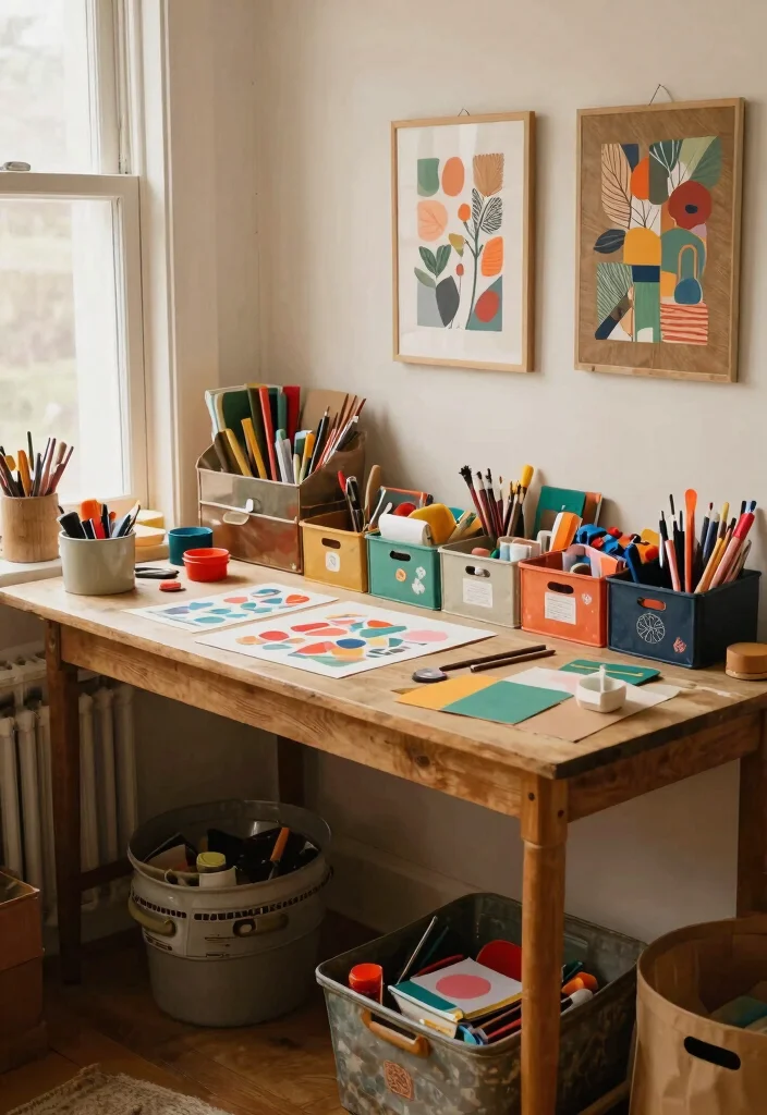 28 Retro Home Office Ideas Vintage Style and Modern Function - 27. DIY Craft Area 1