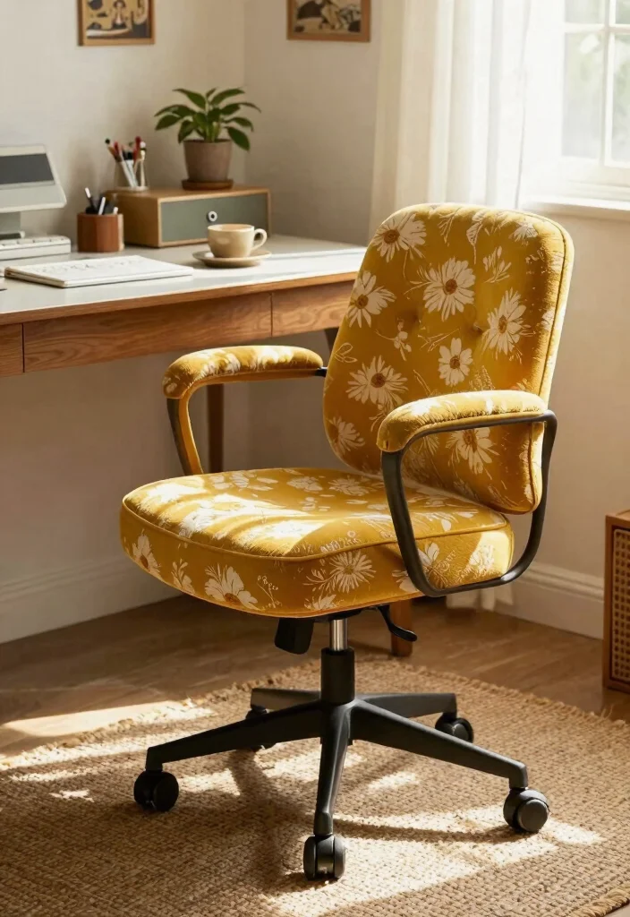 28 Retro Home Office Ideas Vintage Style and Modern Function - 3. Ergonomic Chairs with Vintage Upholstery 1