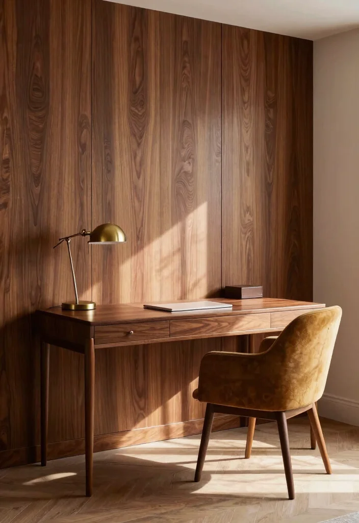 28 Retro Home Office Ideas Vintage Style and Modern Function - 5. Wooden Paneling Accents 1