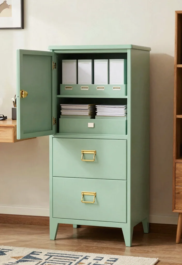 28 Retro Home Office Ideas Vintage Style and Modern Function - 6. Vintage-Inspired File Cabinets 1