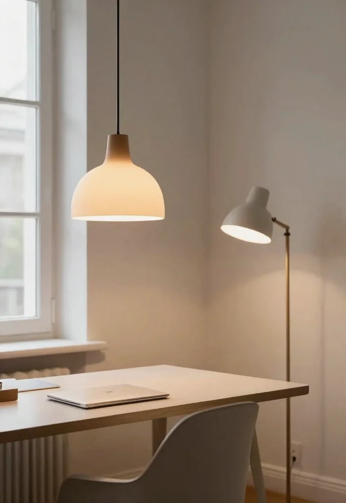 28 Scandinavian Home Office Ideas: Calm, Clean, and Cozy - 12. Scandinavian Lighting Fixtures 1