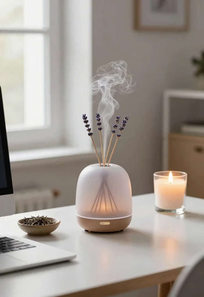 28 Scandinavian Home Office Ideas: Calm, Clean, and Cozy - 19. Calming Scents 1