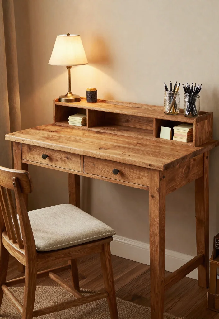 28 Writing Desk Ideas Beautiful and Inspiring Setups - 13. Rustic Charm 1