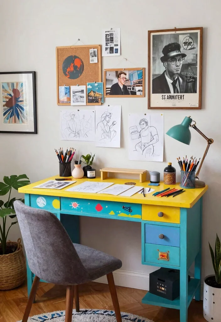 28 Writing Desk Ideas Beautiful and Inspiring Setups - 14. Artistic Expression 1