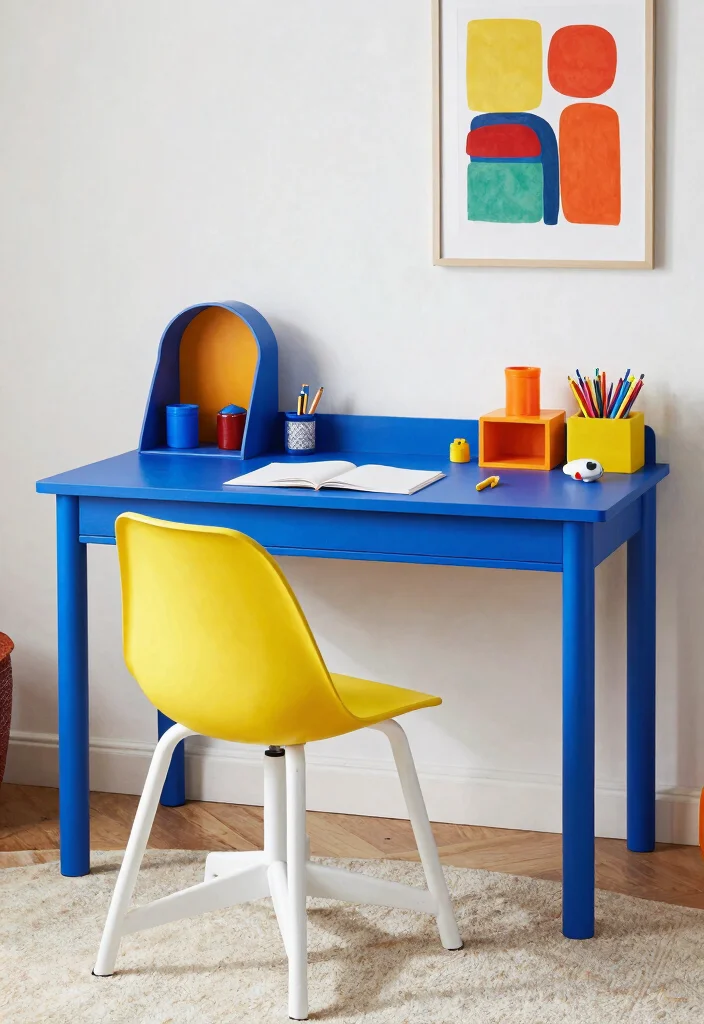 28 Writing Desk Ideas Beautiful and Inspiring Setups - 8. Bold and Bright 1