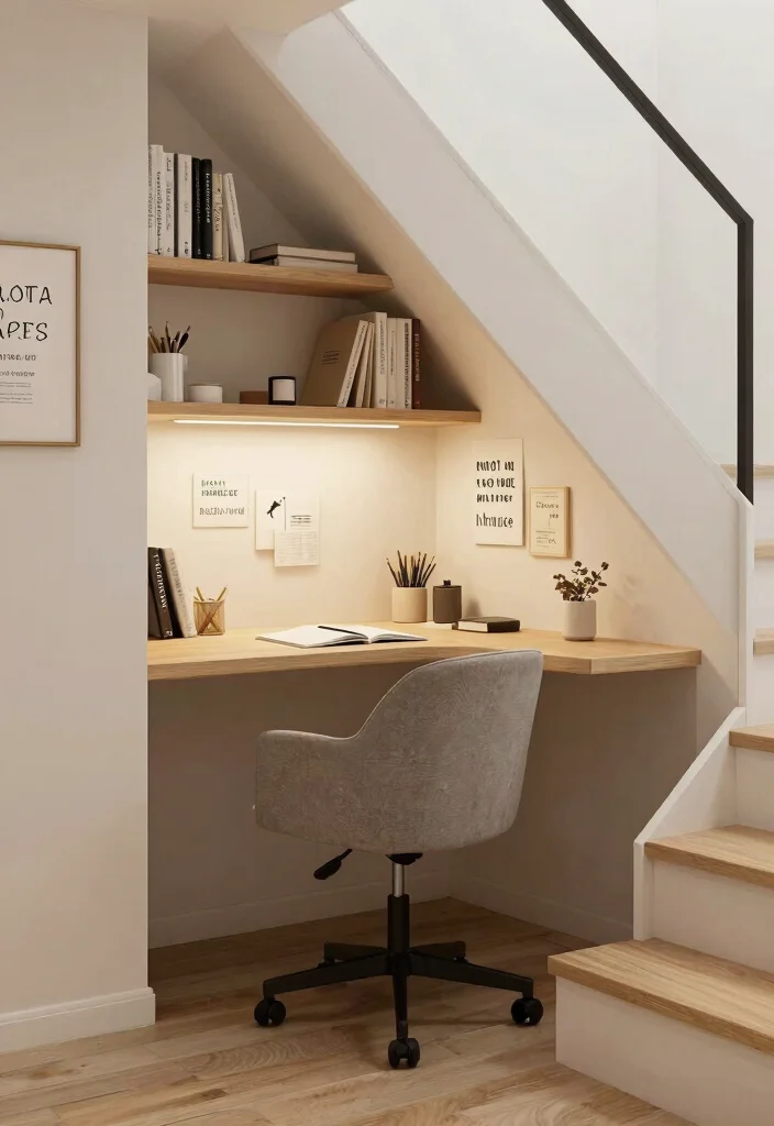 29 Bedroom Desk Ideas for a Cozy Workspace in Your Room - 16. Under-Stairs Office 1