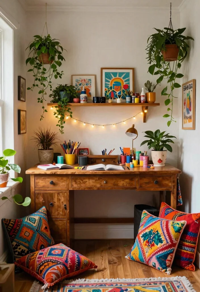 29 Bedroom Desk Ideas for a Cozy Workspace in Your Room - 2. Bohemian Vibes 1