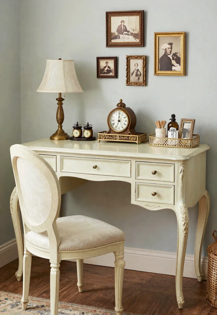 29 Bedroom Desk Ideas for a Cozy Workspace in Your Room - 6. Vintage Elegance 1