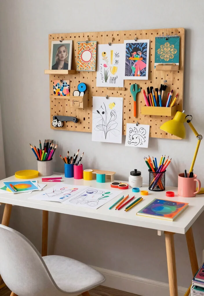 29 Bedroom Desk Ideas for a Cozy Workspace in Your Room - 7. Artsy Setup 1