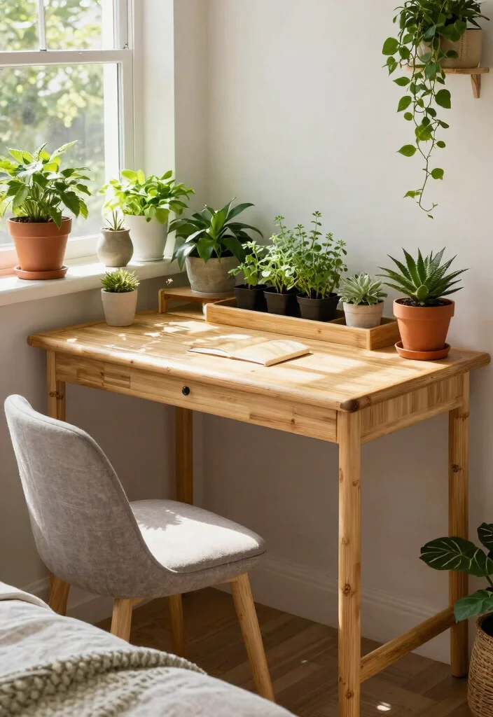 29 Bedroom Desk Ideas for a Cozy Workspace in Your Room - 9. Nature-Inspired Nook 1