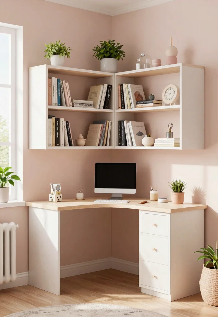 29 Corner Desk Home Office Ideas Smart Use of Every Space - 12. Corner Desk with Built-in Bookshelves 1
