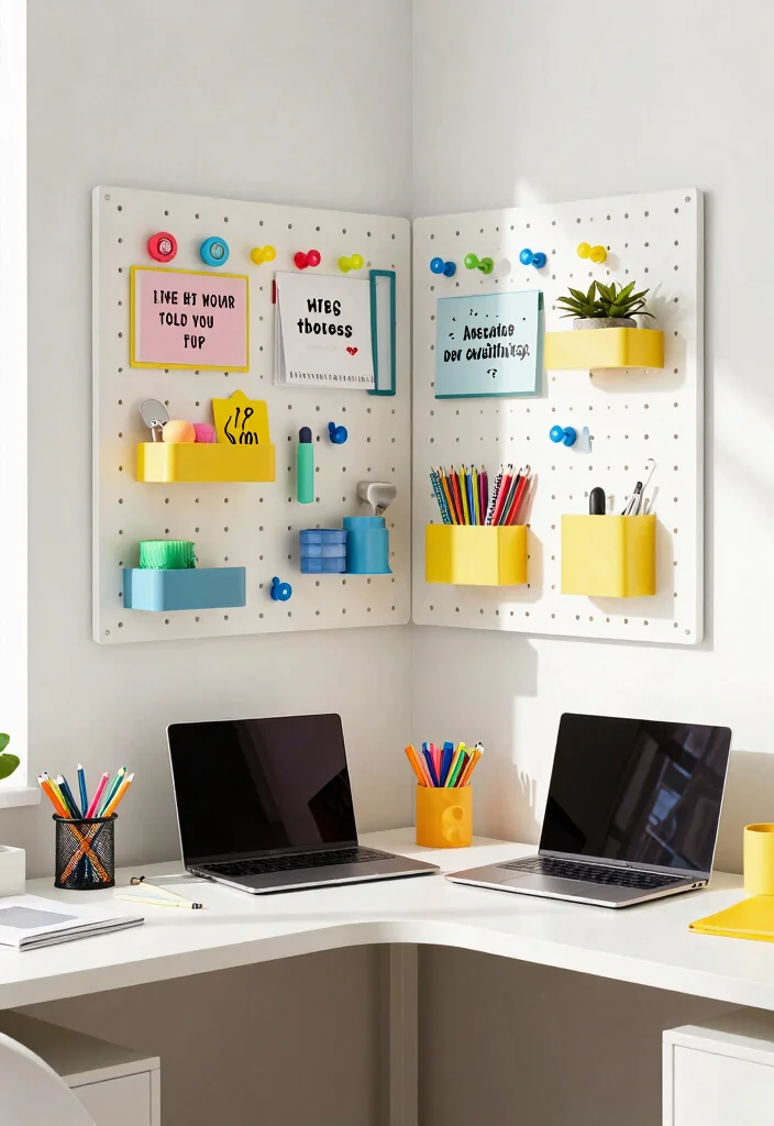 29 Corner Desk Home Office Ideas Smart Use of Every Space - 13. Corner Desk with Pegboard Organization 1