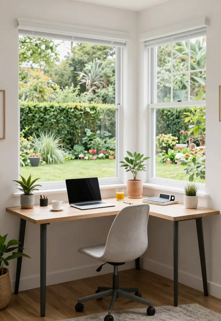 29 Corner Desk Home Office Ideas Smart Use of Every Space - 20. Corner Desk with a View 1