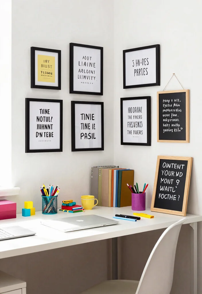 29 Corner Desk Home Office Ideas Smart Use of Every Space - 22. Corner Desk with Inspirational Quotes 1