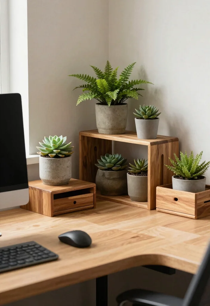 29 Corner Desk Home Office Ideas Smart Use of Every Space - 25. Corner Desk with Nature-Inspired Decor 1