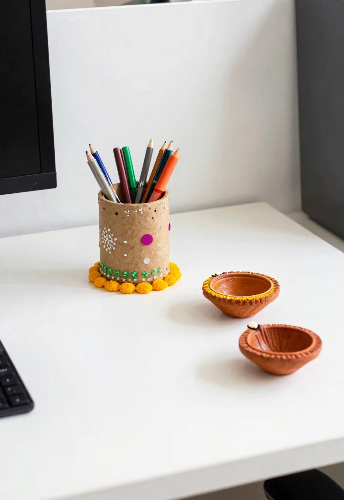 29 Diwali Office Decoration Concepts Festive and Beautiful - 11. Creative Desk Decorations 1