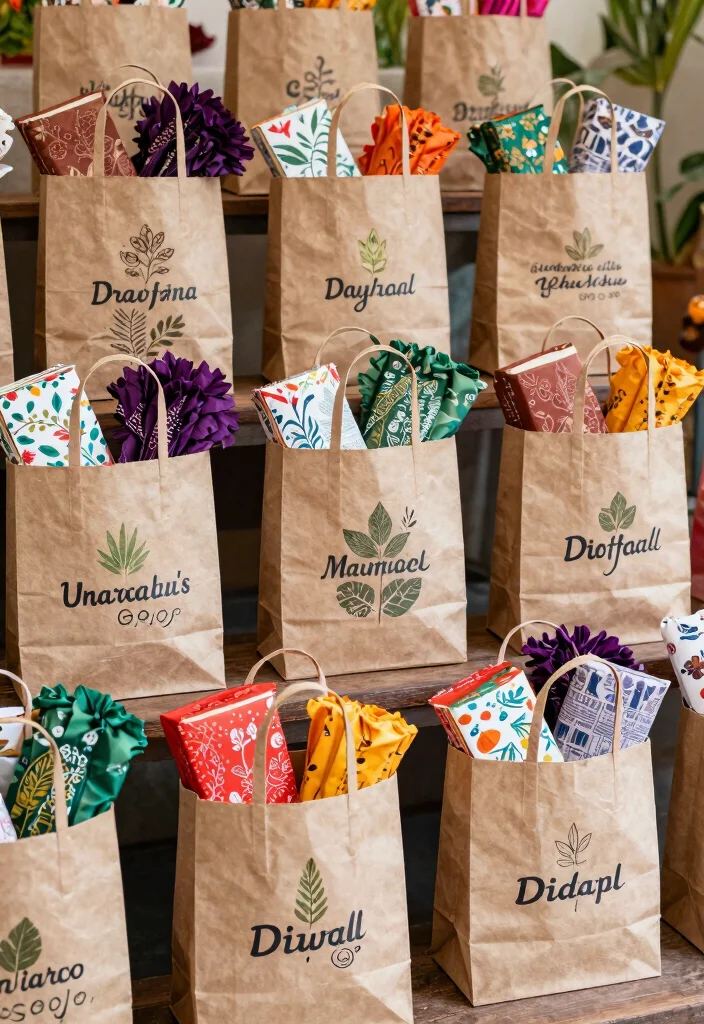 29 Diwali Office Decoration Concepts Festive and Beautiful - 18. Sustainable Gift Bags 1