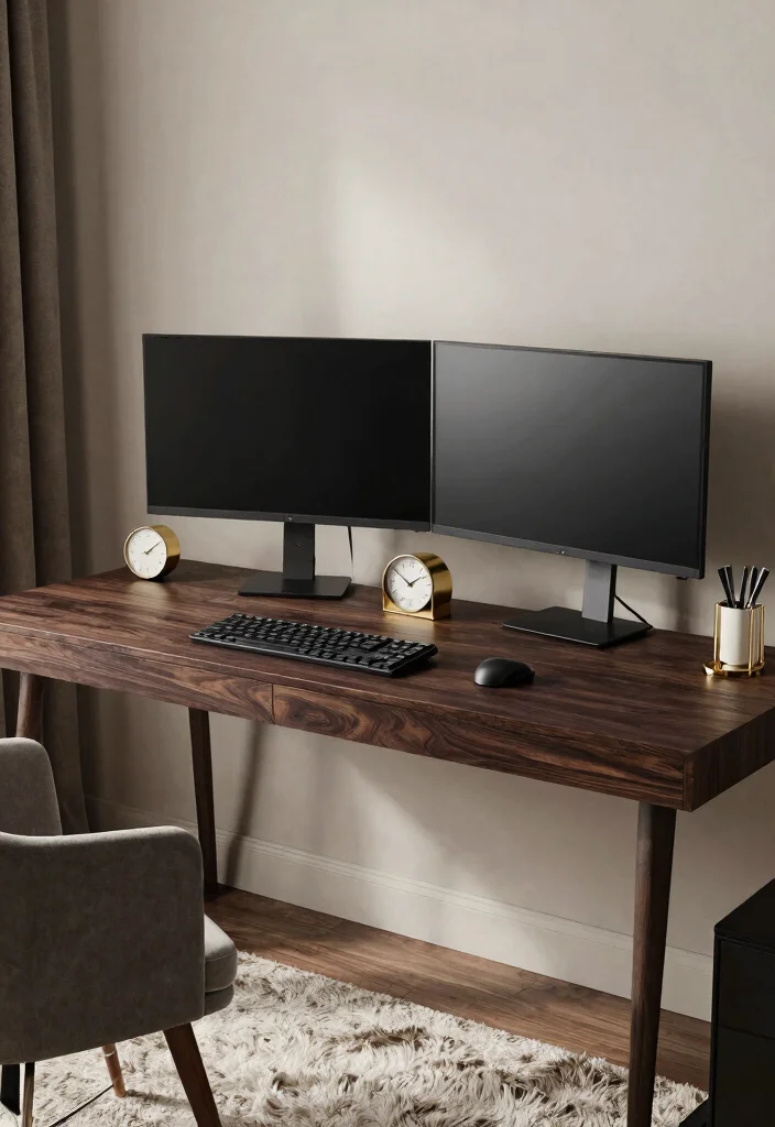 29 Dual Monitor Home Office Setup Ideas Sleek Style - 19. Luxurious Workspace 1