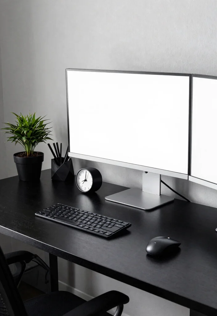 29 Dual Monitor Home Office Setup Ideas Sleek Style - 2. Modern Monochrome 1