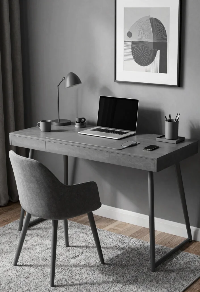 29 Dual Monitor Home Office Setup Ideas Sleek Style - 24. Monochromatic Magic 1