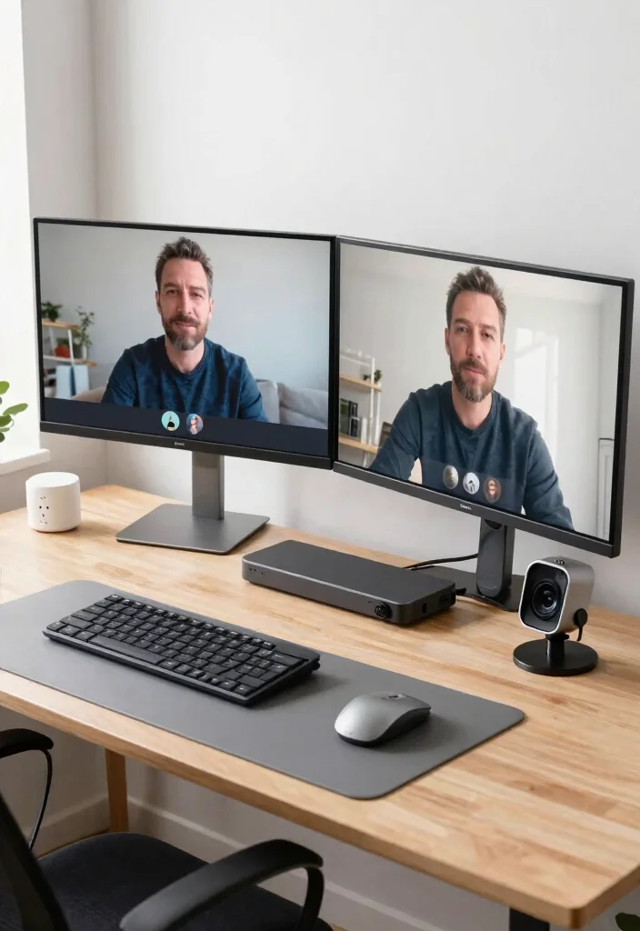 29 Dual Monitor Home Office Setup Ideas Sleek Style - 25. Tech-Savvy Setup 1