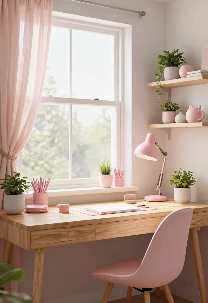 29 Feminine Home Office Look Ideas Soft and Sophisticated - 1. Serene Pastel Paradise 1