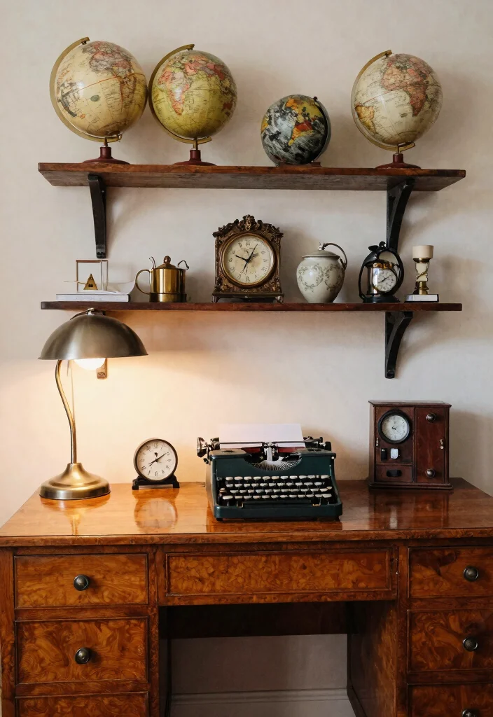 29 Feminine Home Office Look Ideas Soft and Sophisticated - 15. Vintage Finds 1