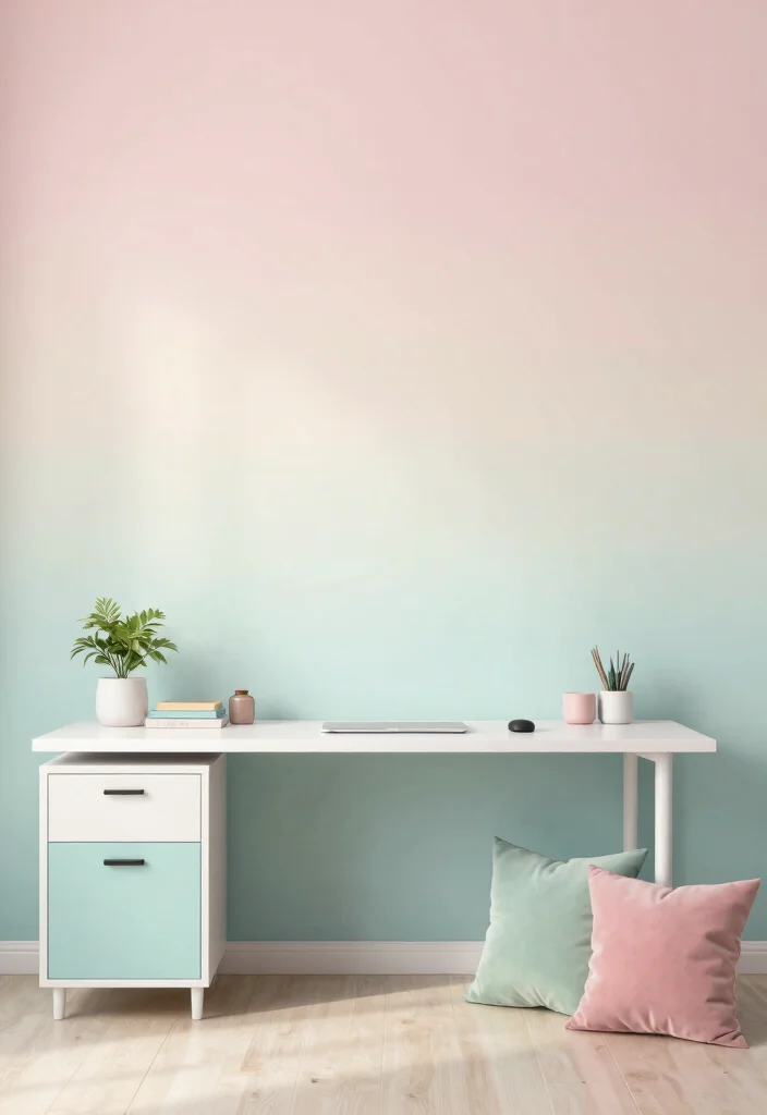29 Feminine Home Office Look Ideas Soft and Sophisticated - 23. Soft Color Gradients 1