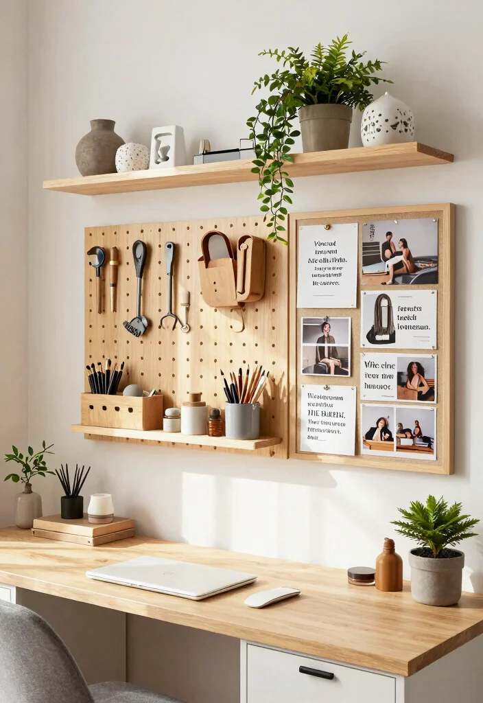 29 Home Office Feminine Ideas Chic and Inspiring - 14. Functional Wall Space 1