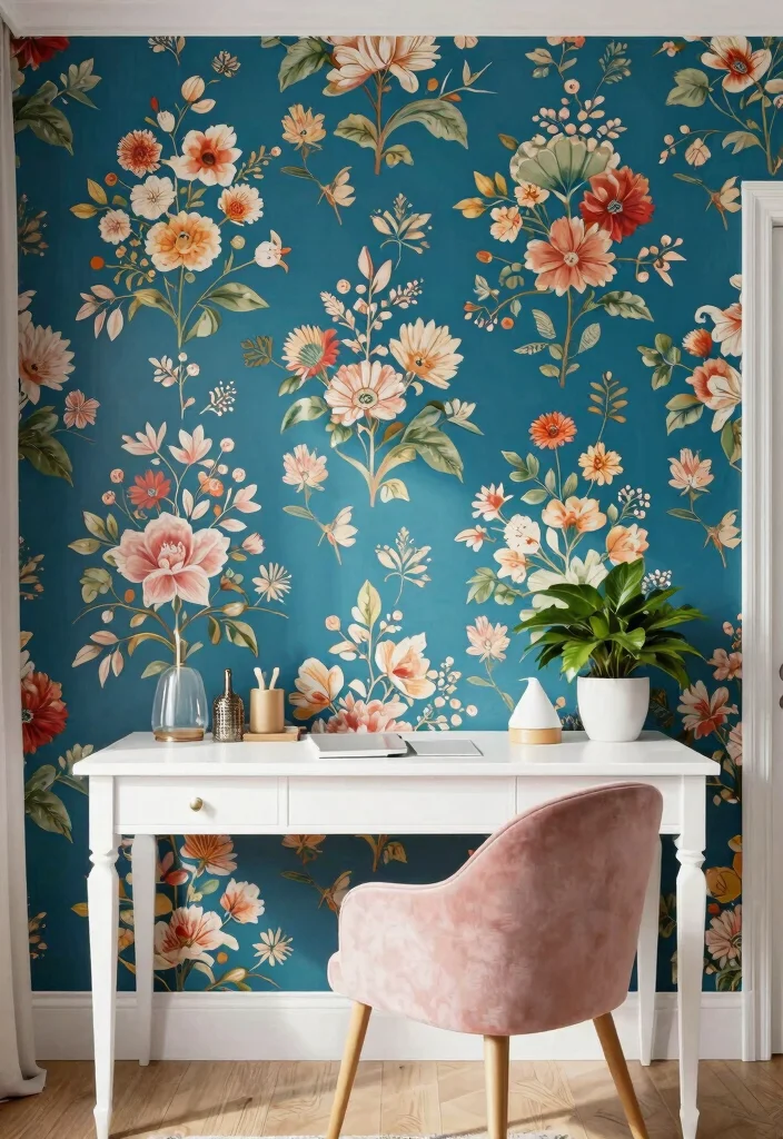 29 Home Office Feminine Ideas Chic and Inspiring - 17. Dynamic Feature Walls 1