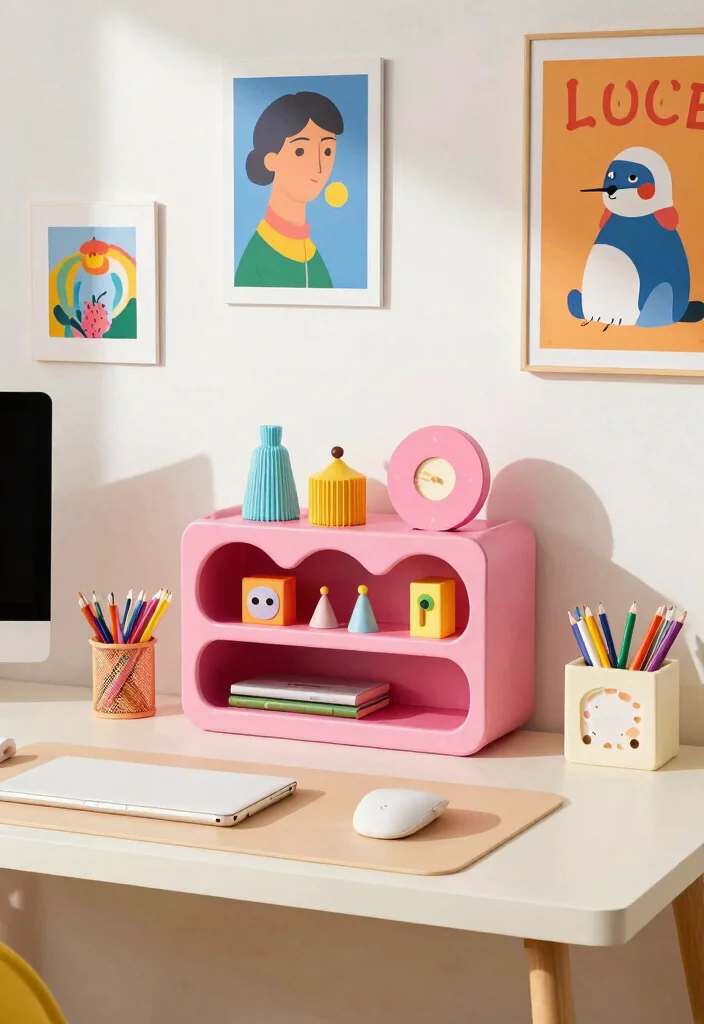 29 Home Office Feminine Ideas Chic and Inspiring - 19. Whimsical Accessories and Decor 1