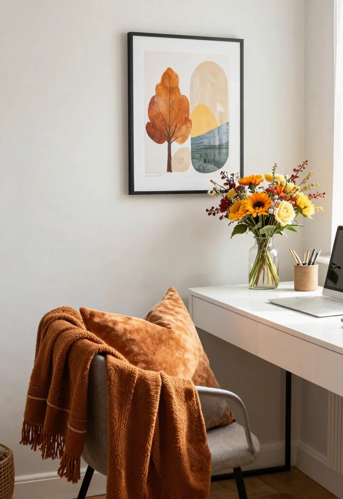 29 Home Office Feminine Ideas Chic and Inspiring - 28. Seasonal Decor Changes 1